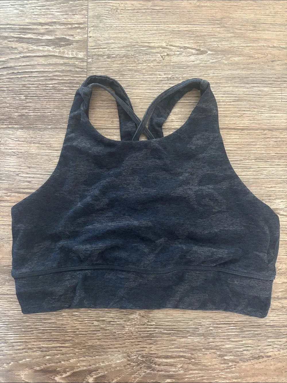 Vuori Elevation Sports Bra Black Gray Camo Crossback Yoga Women's Size XS
